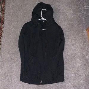 Lulu Lemon Gray asymmetrical hooded Cardigan